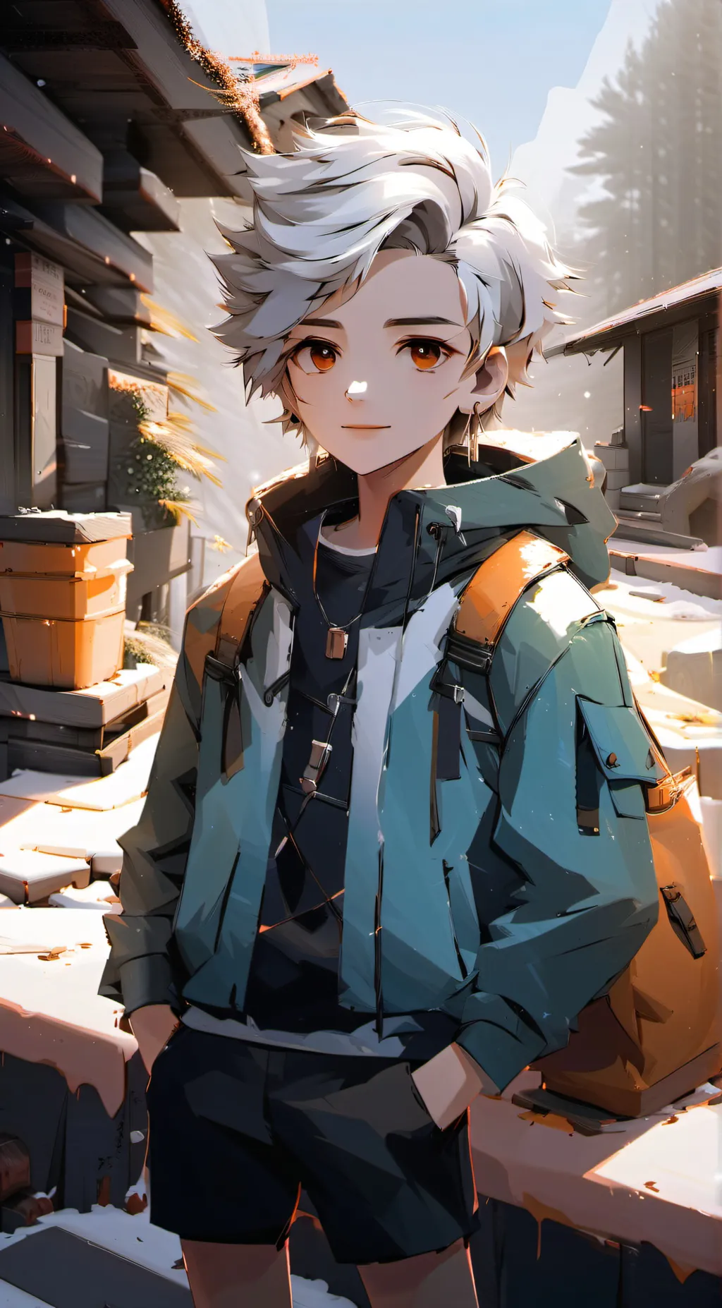 ai character: wintery background