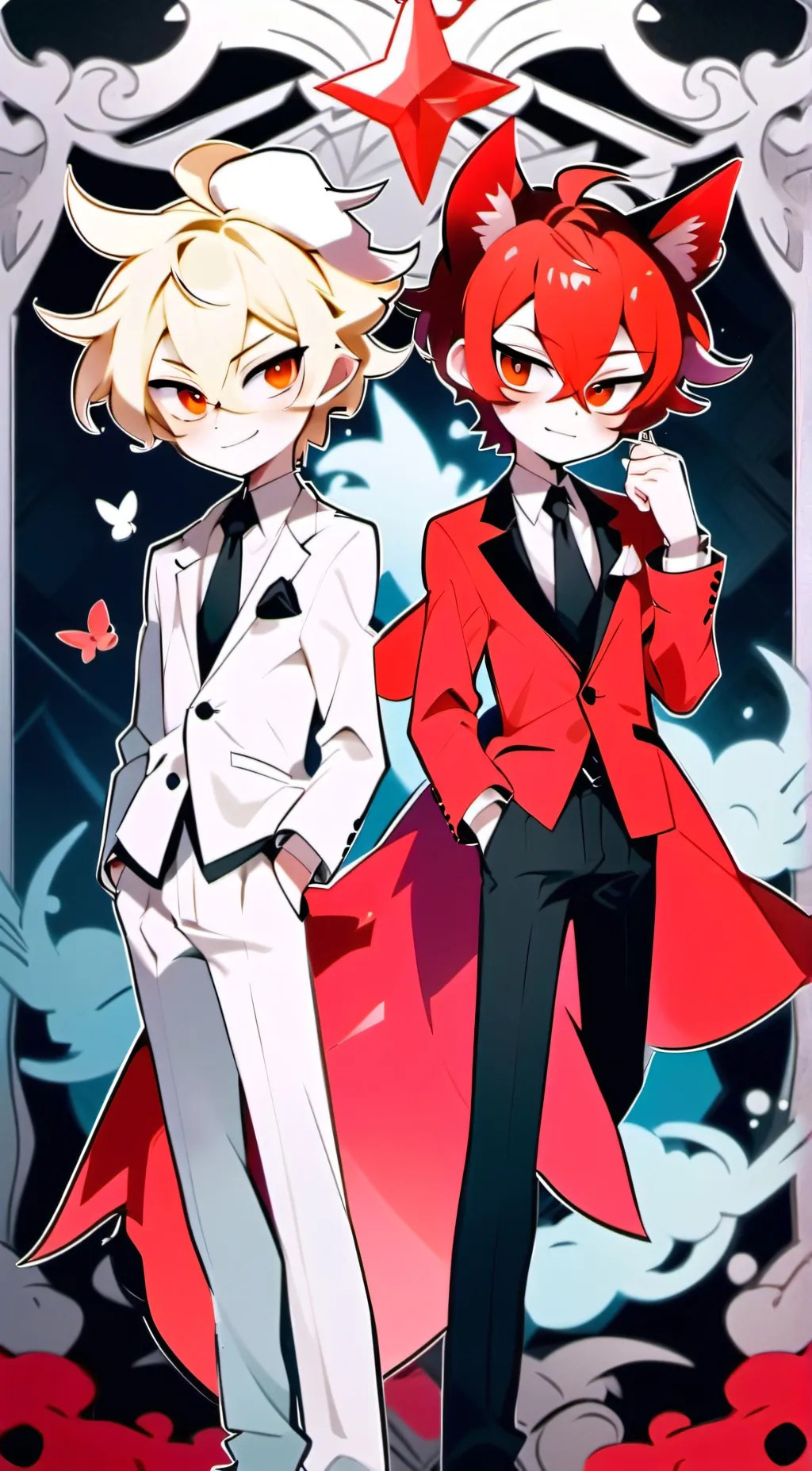 ai character: Alastor x Lucifer background