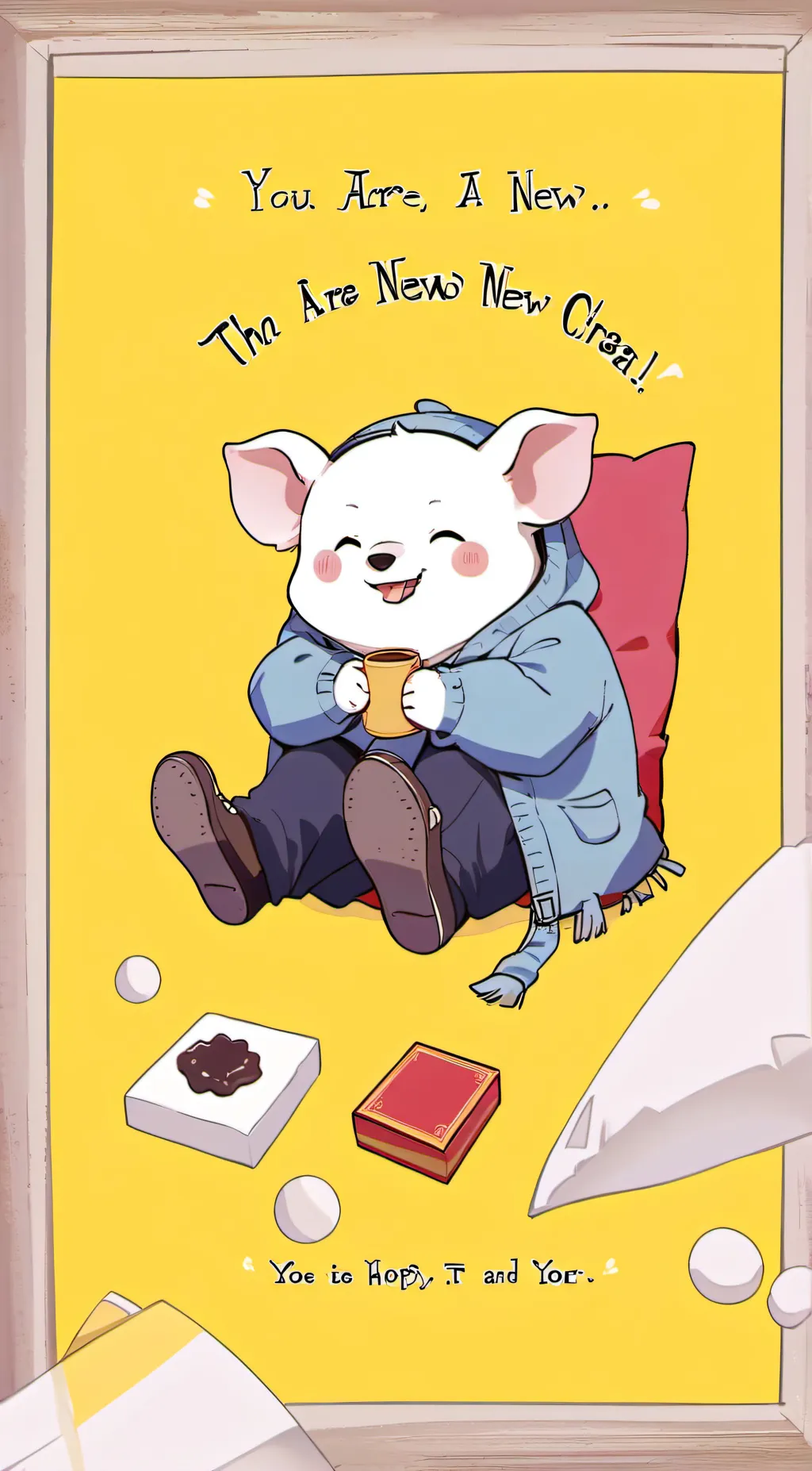 ai character: smiling critters background