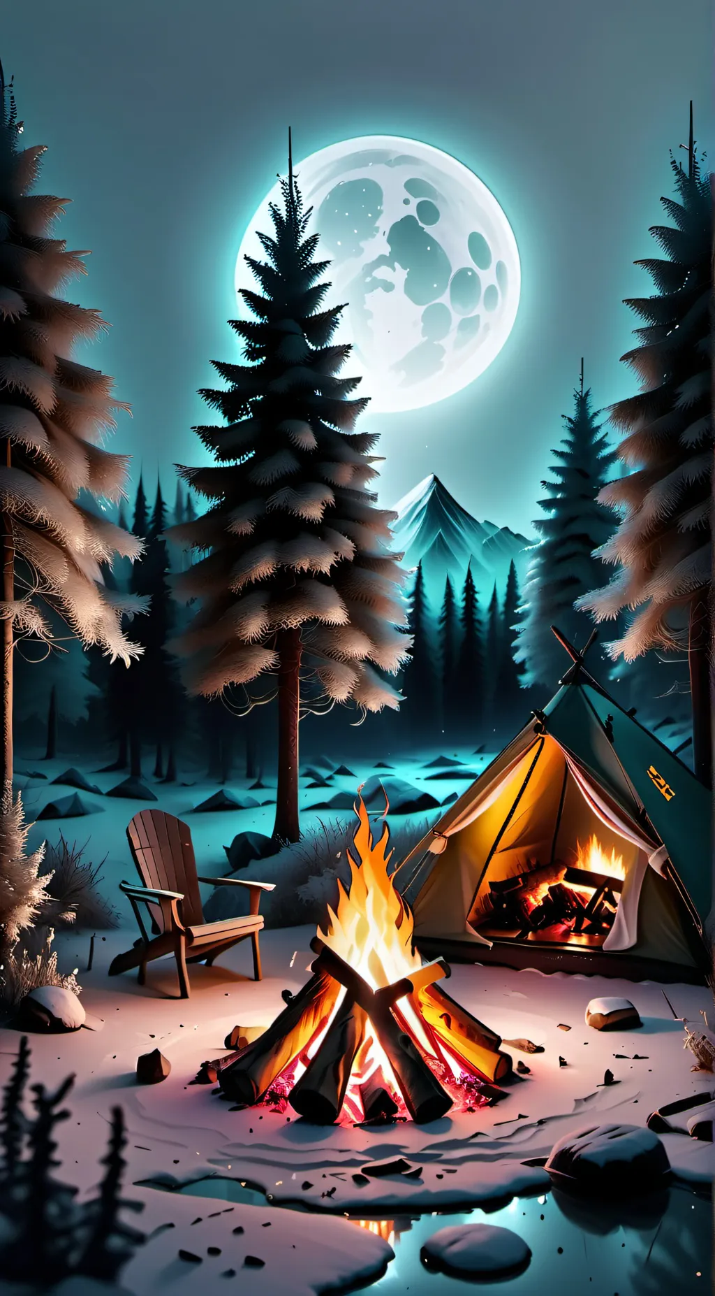 ai character: Campfire background