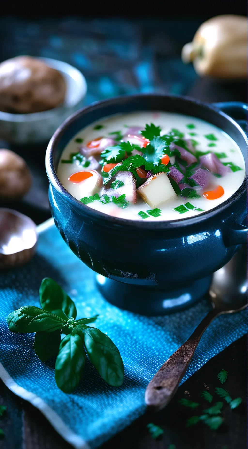 ai character: potatoe soup background