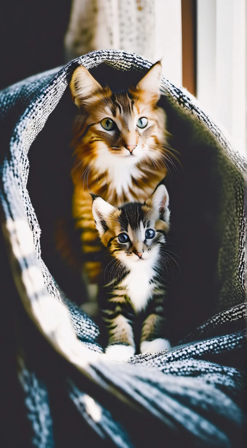 ai character: mama cat and kitty background