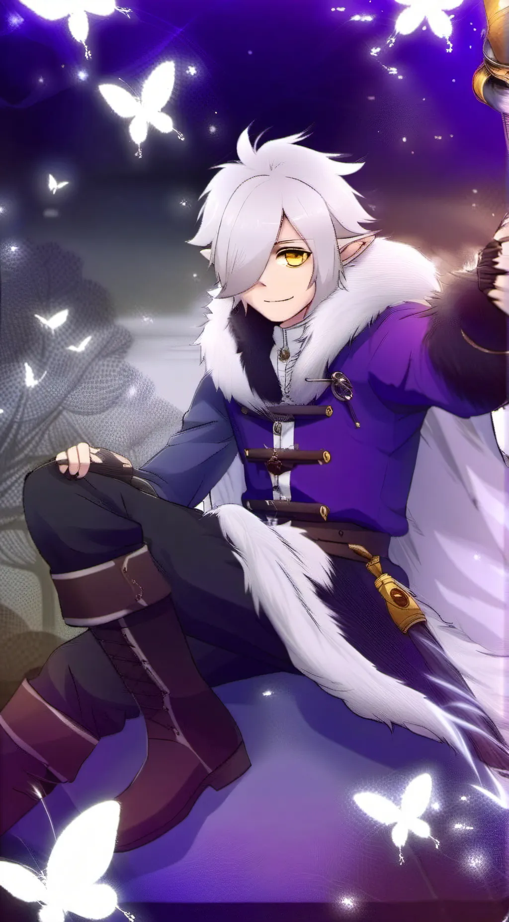 ai character: Violet background