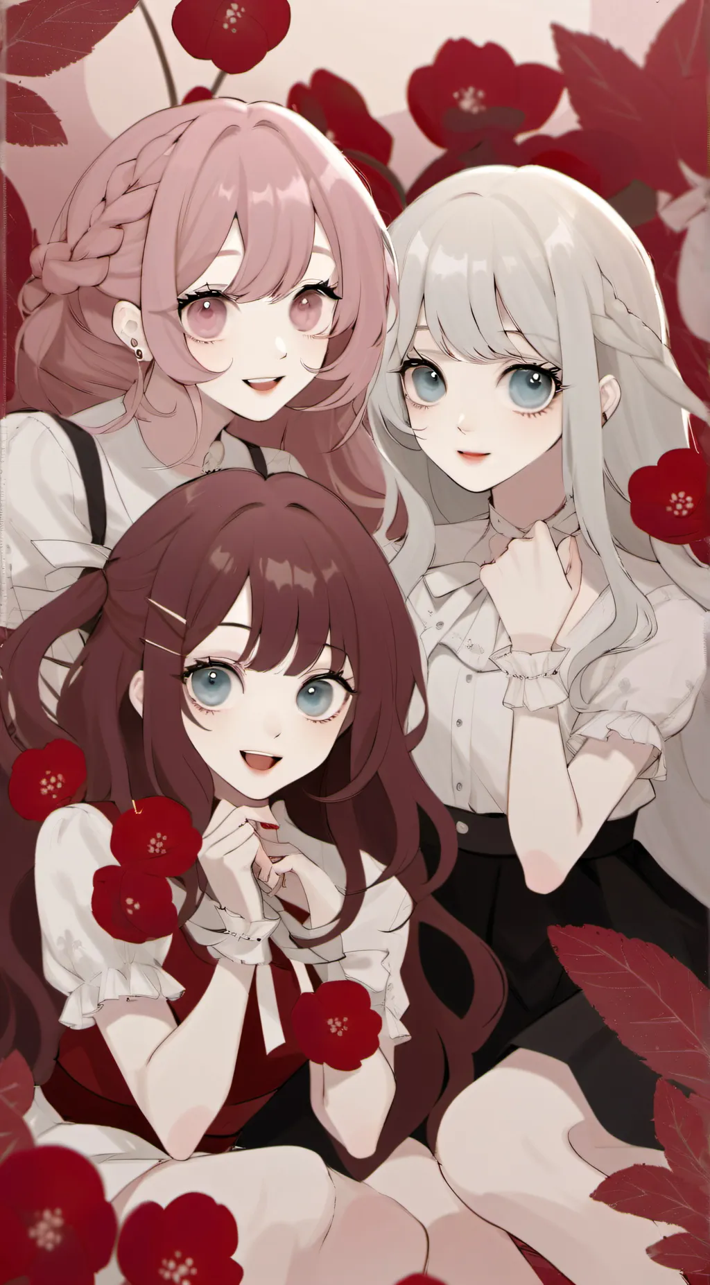 ai character: Liz, April, Maria background