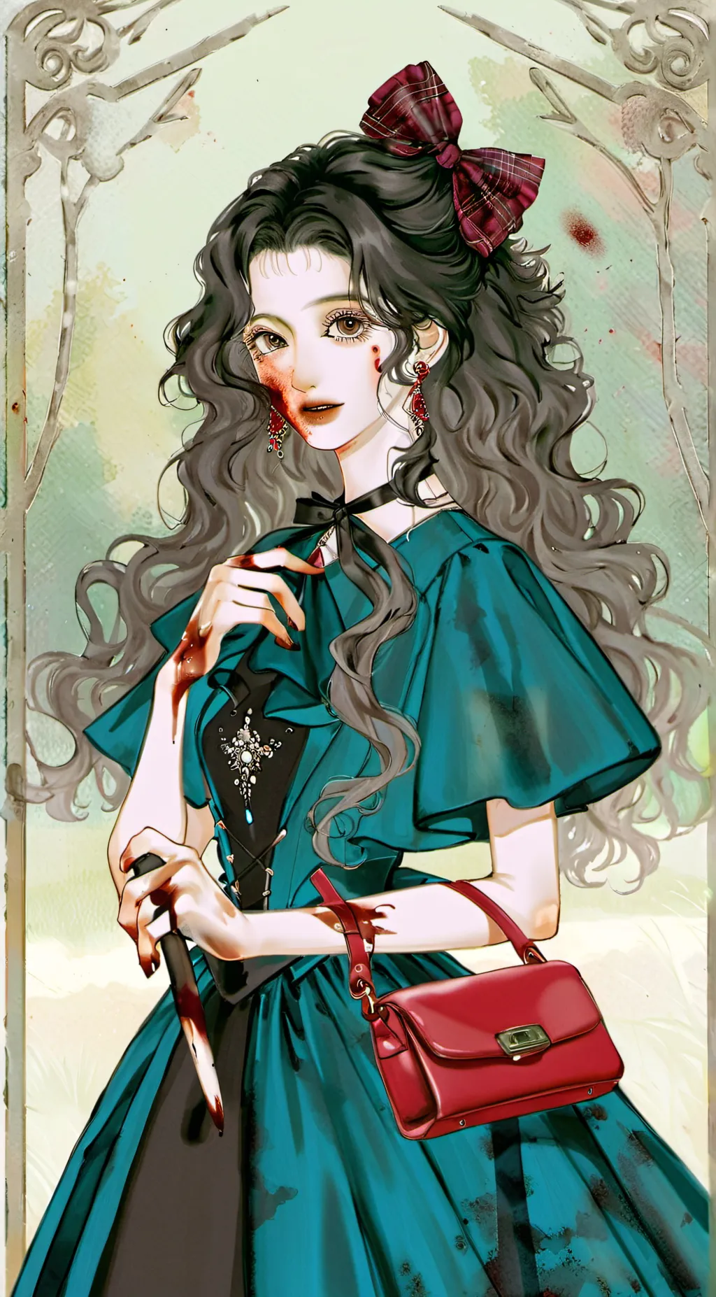 ai character: Ruby red °^° background