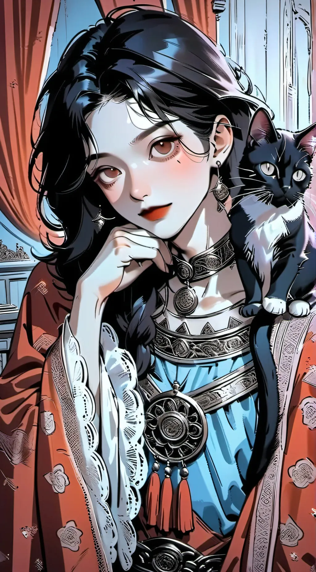 ai character: miss circle background