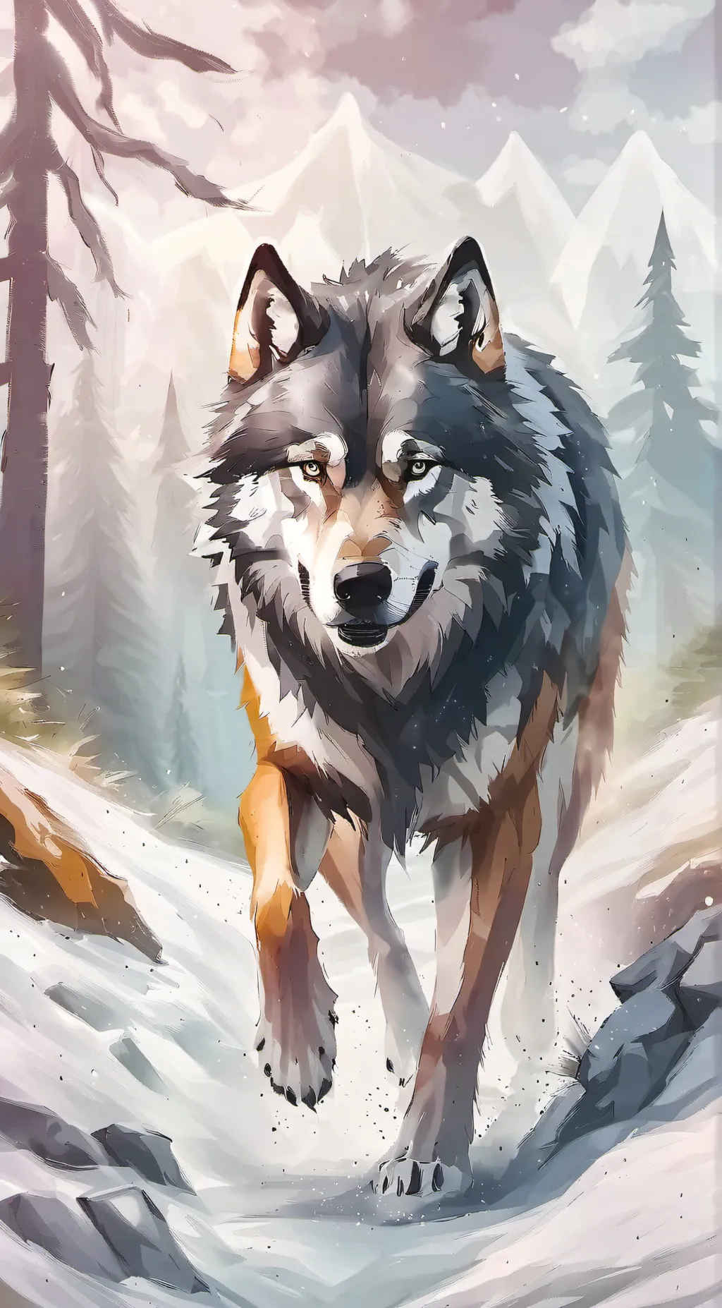 ai character: Realisticwolfplush background