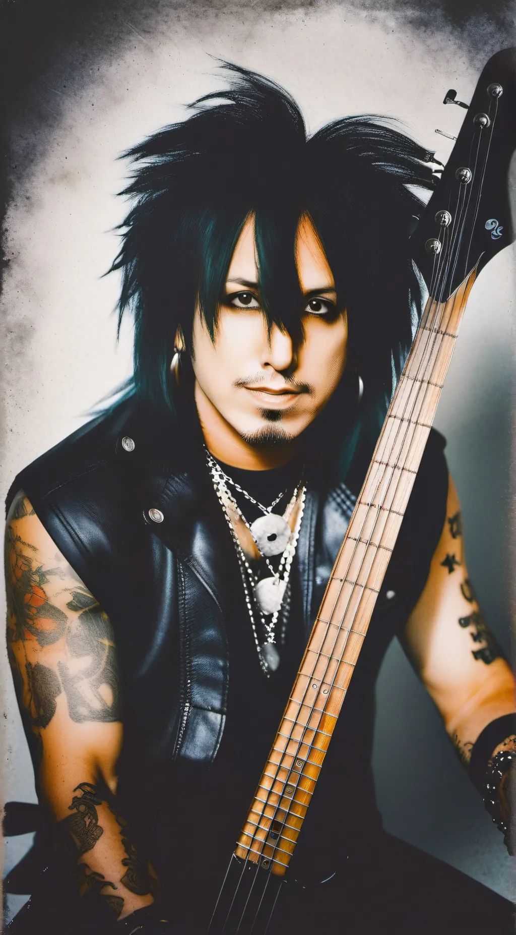 ai character: Nikki Sixx  background