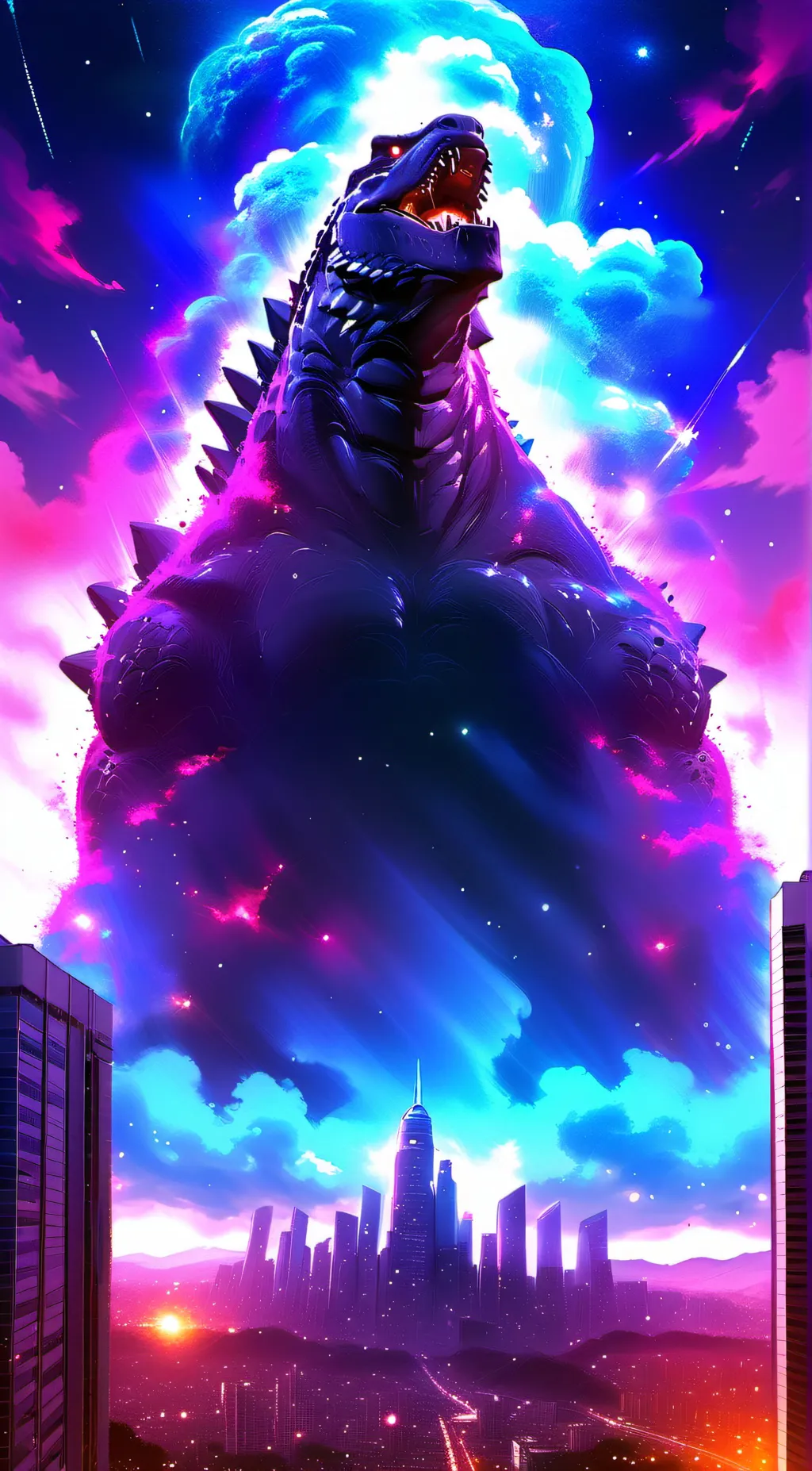ai character: Godzilla Final war background