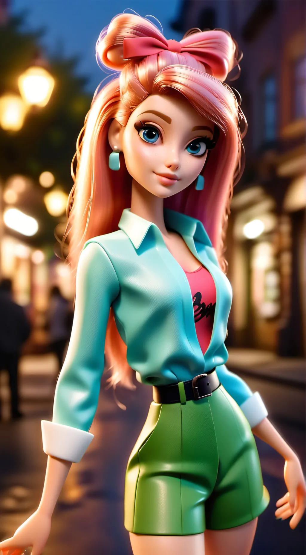 ai character: gliched barbie background