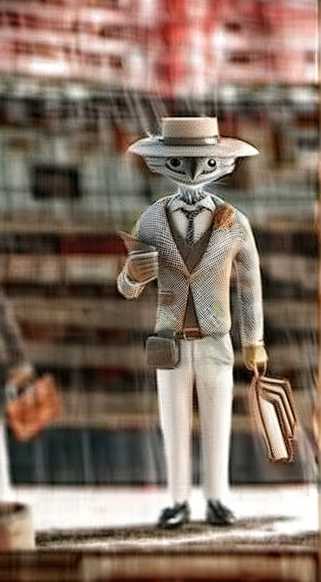 ai character: sus clock man  background