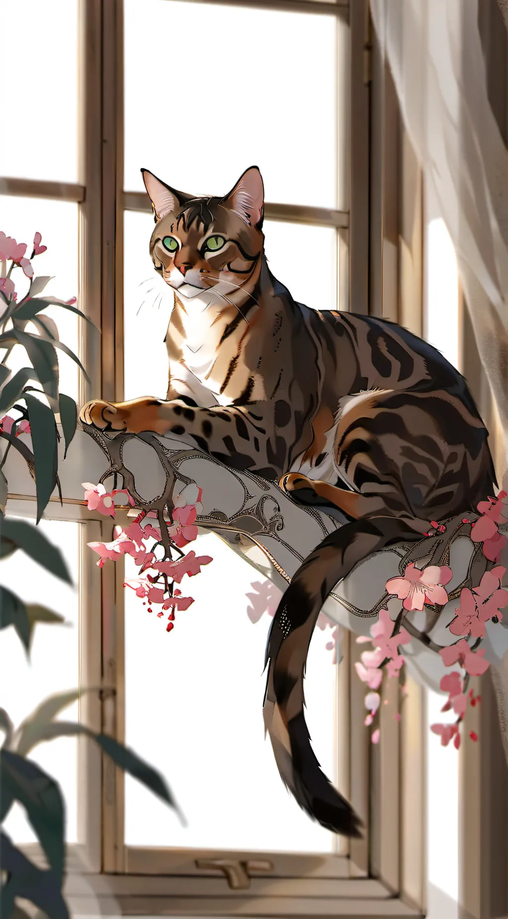 ai character: Bengal cat  background
