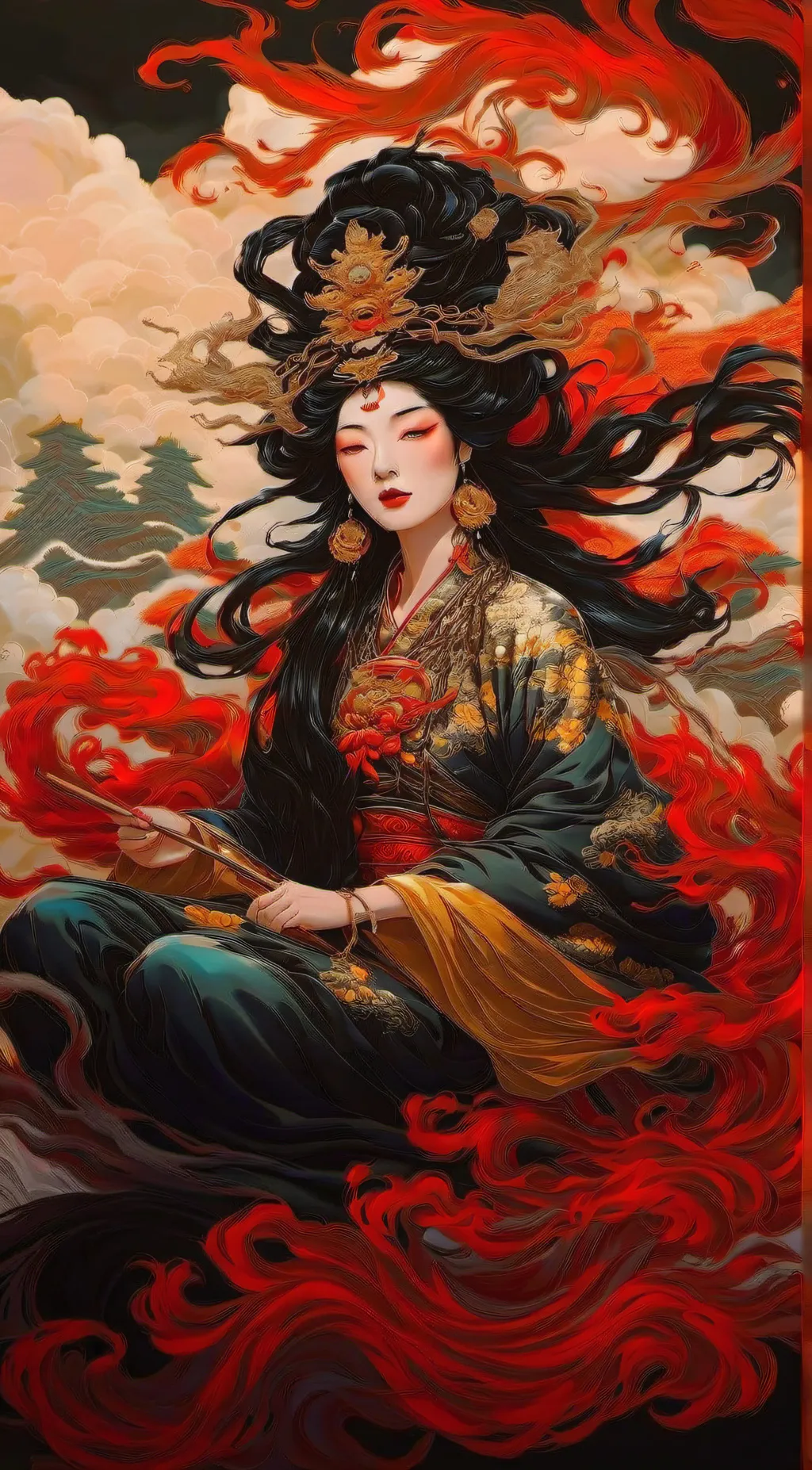 ai character: Amaterasu  background