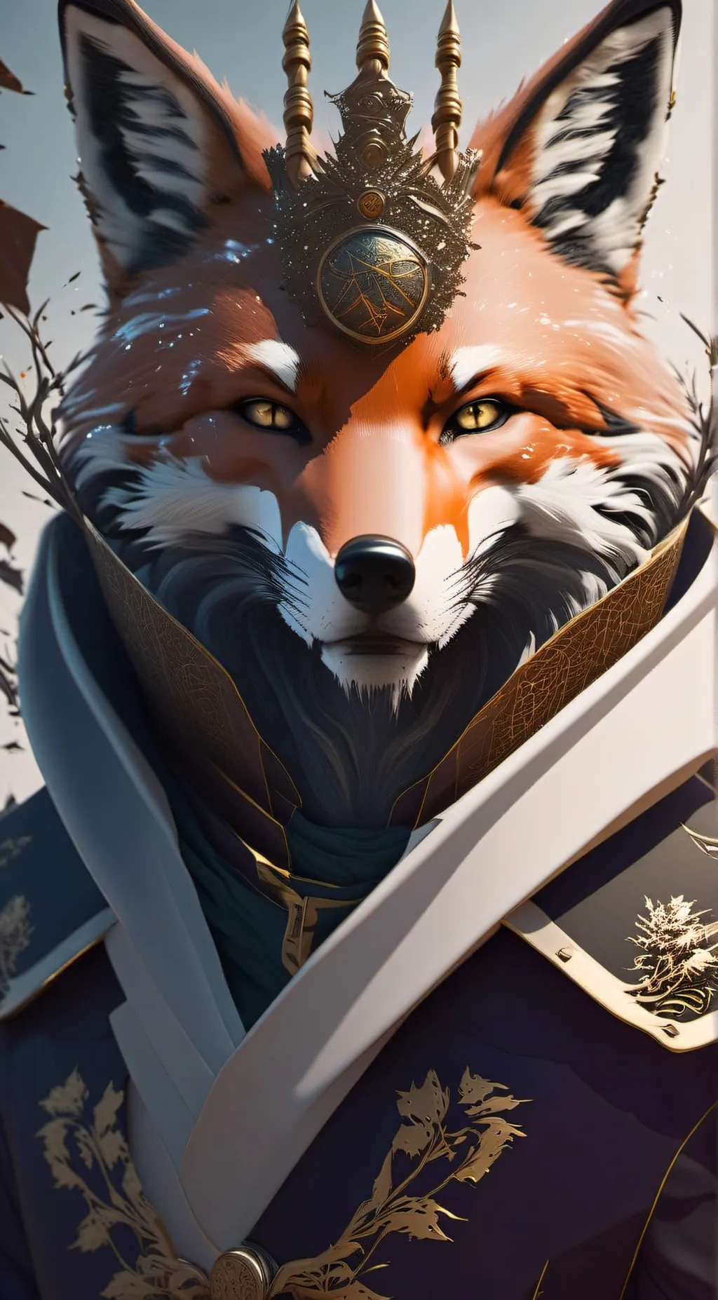 ai character:  fox king  background
