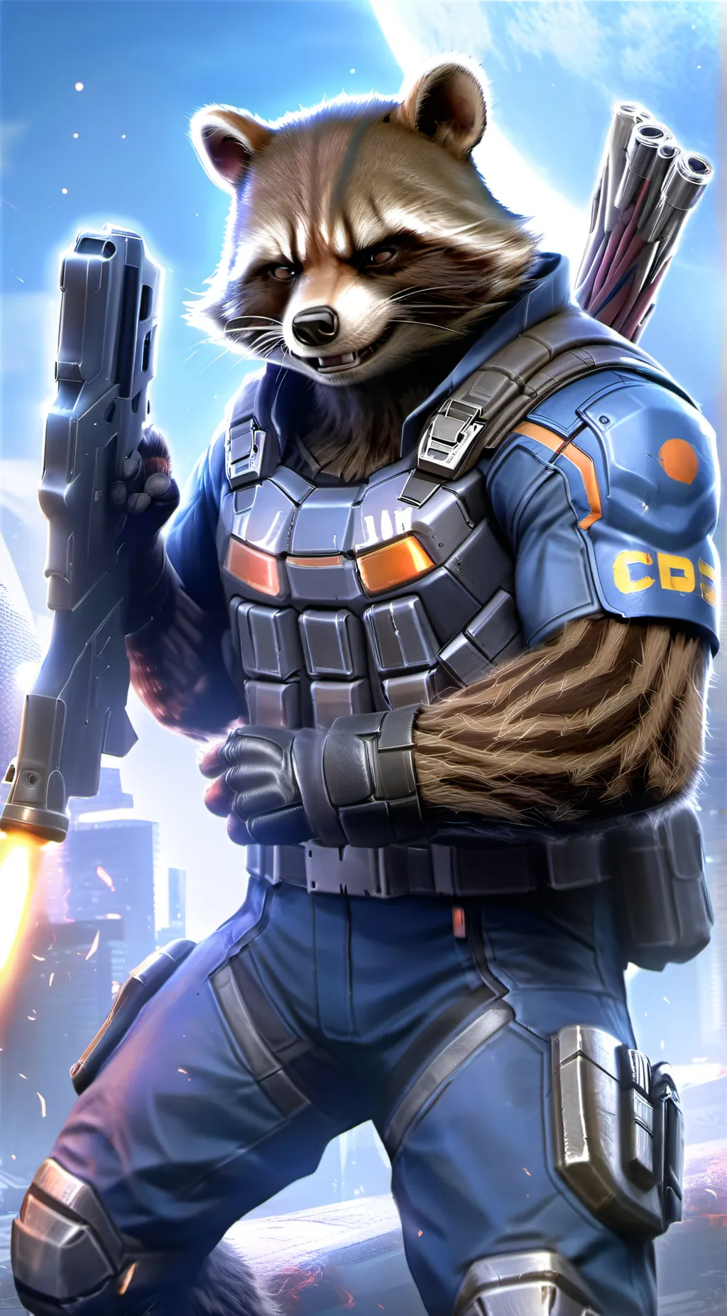 ai character: Raccoon raccoon   background
