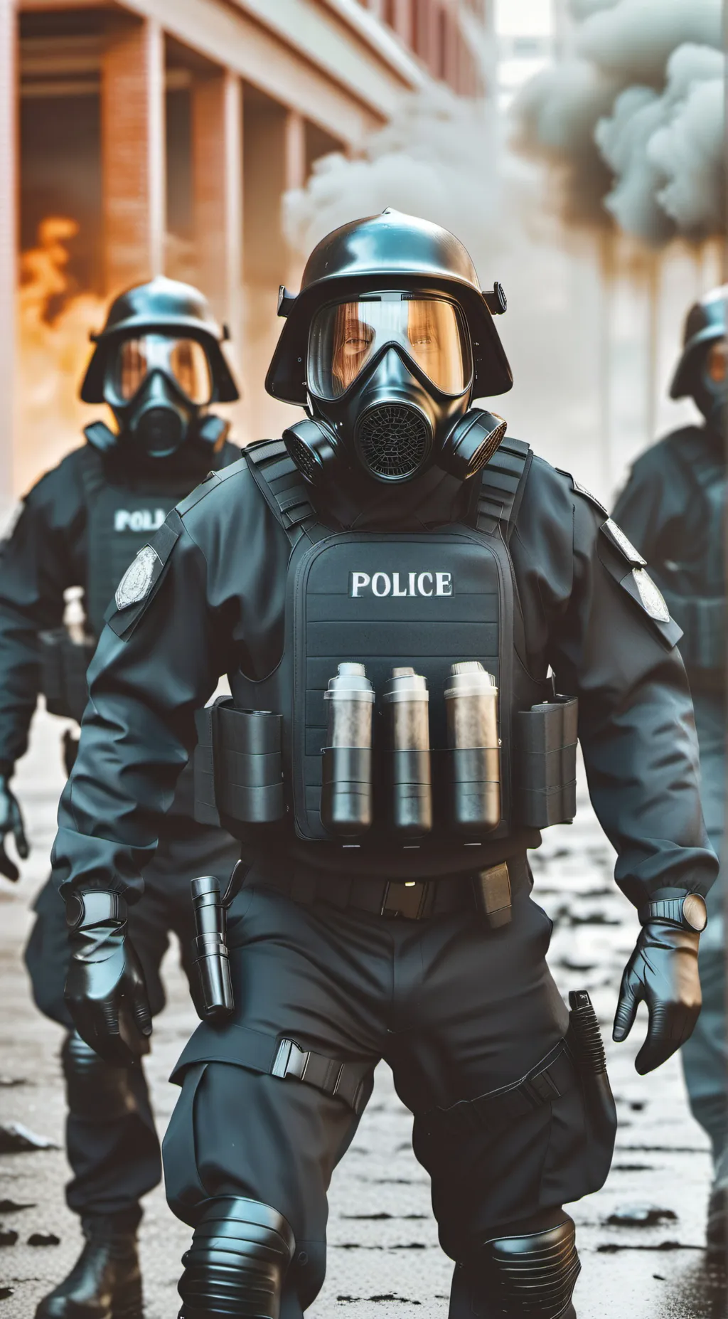 ai character: riot police background