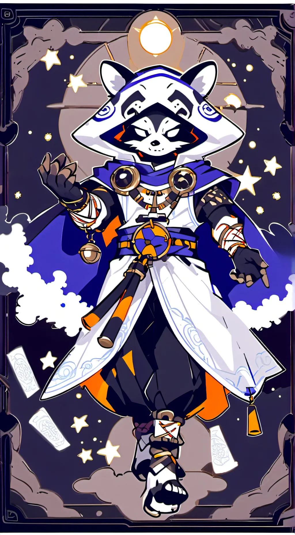 ai character: Raccoon God background