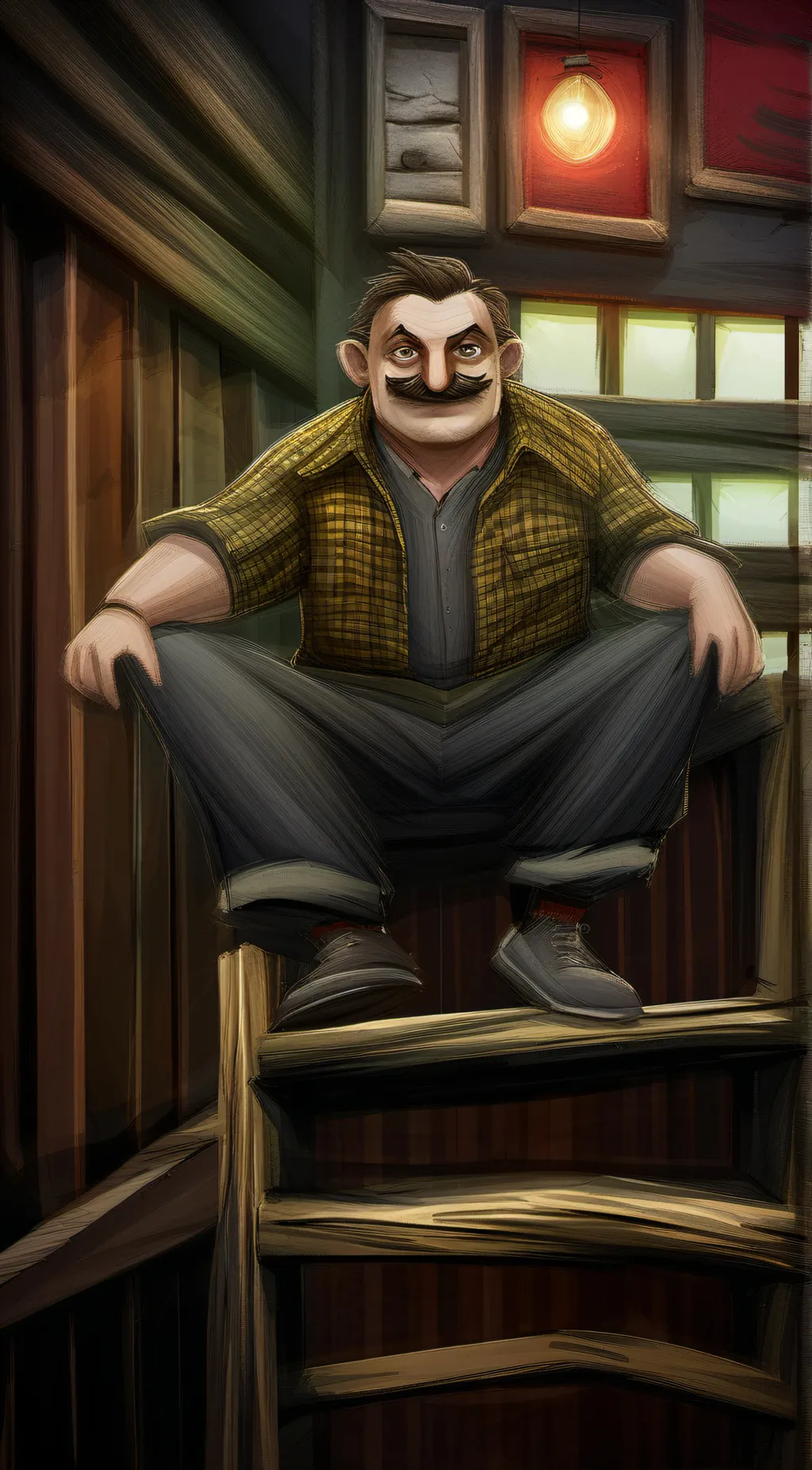 ai character: Hello neighbor  background