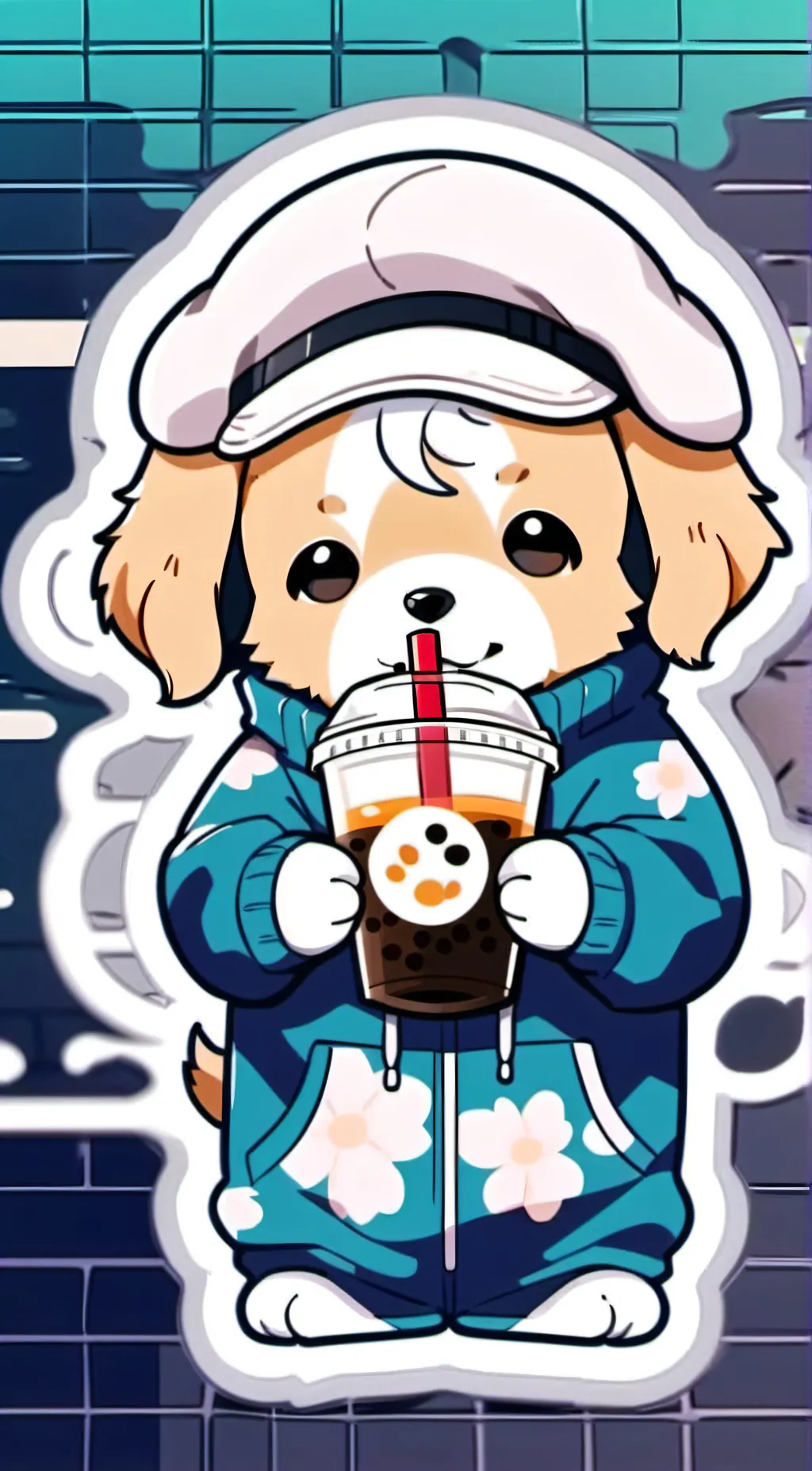 ai character: pompompurin  background