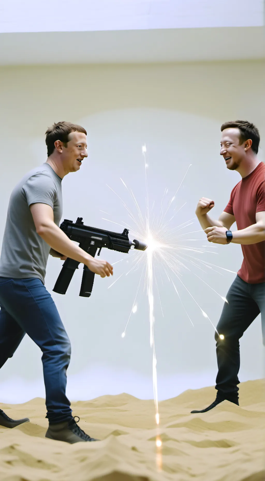 ai character: Elon Musk fighting background