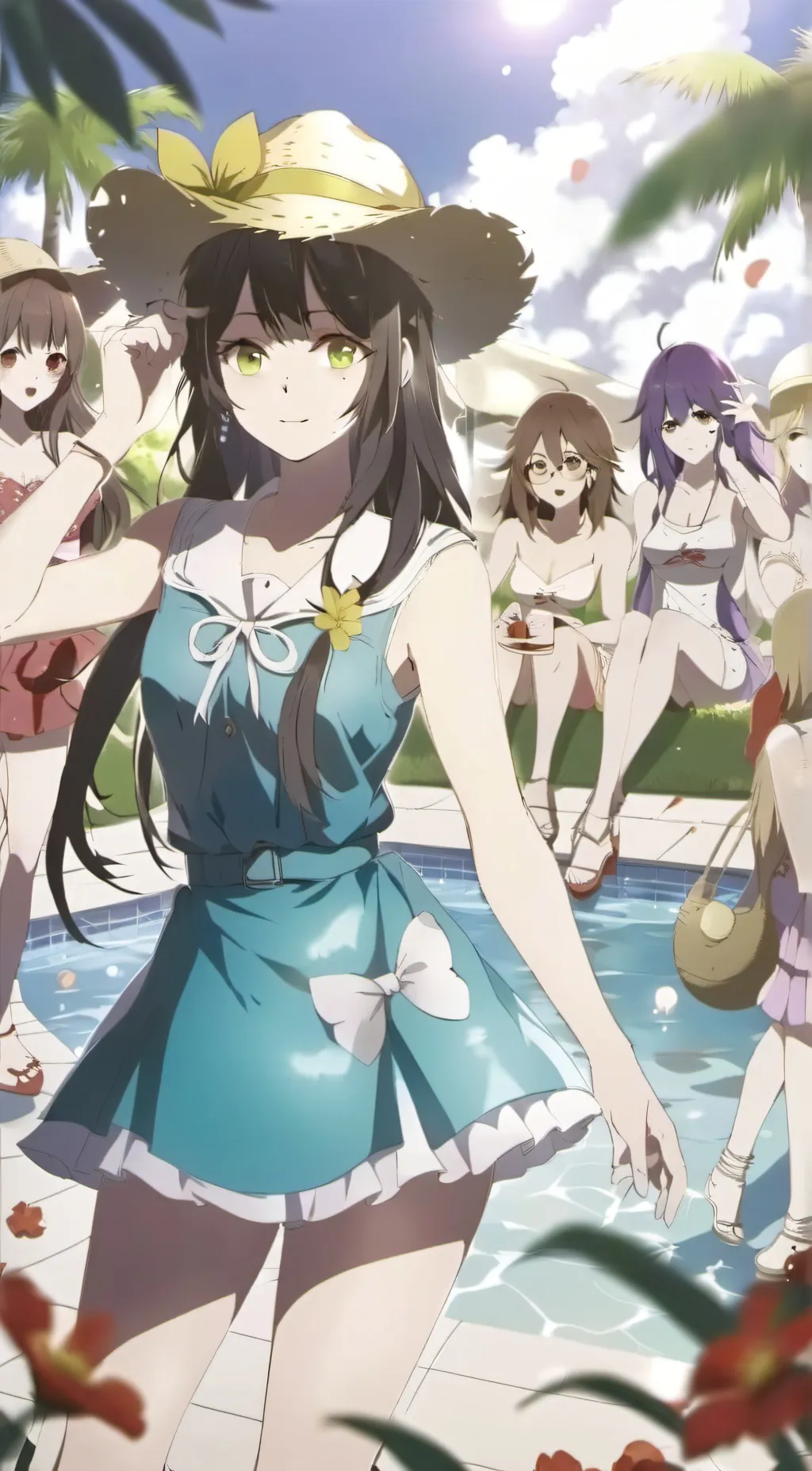 ai character: (pool party) background