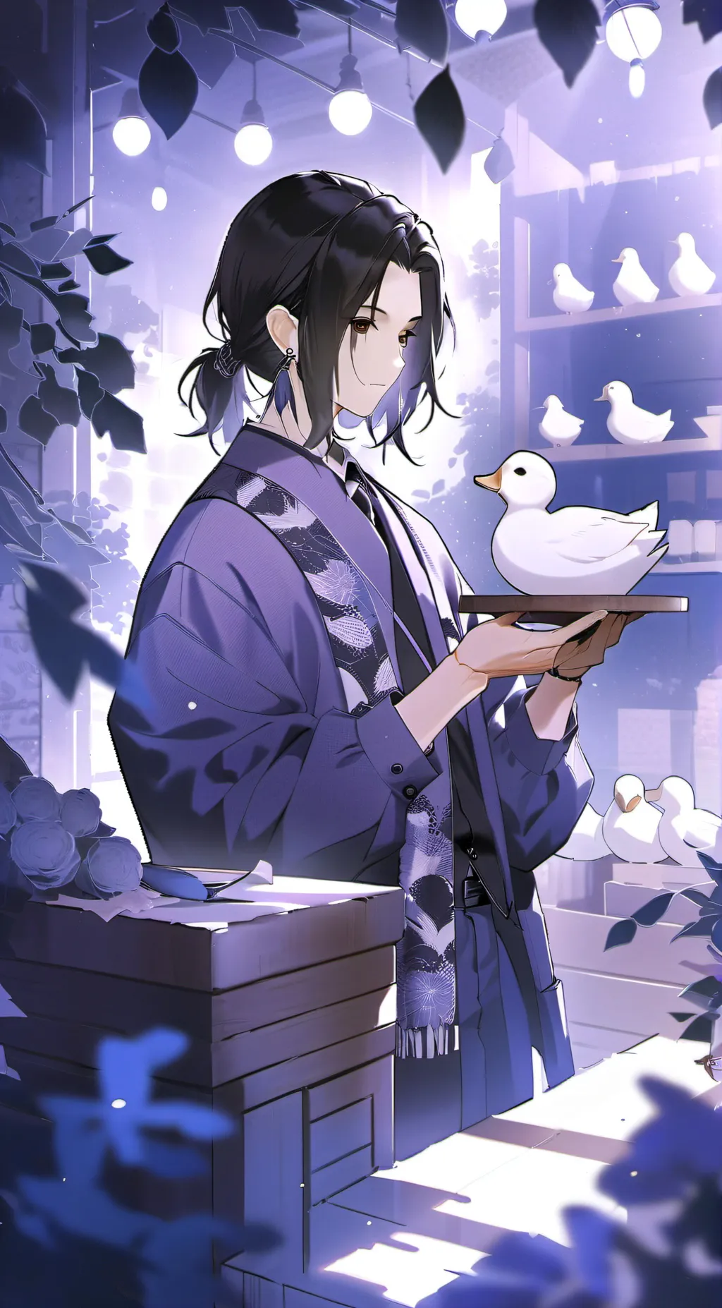 ai character: hh duck store background