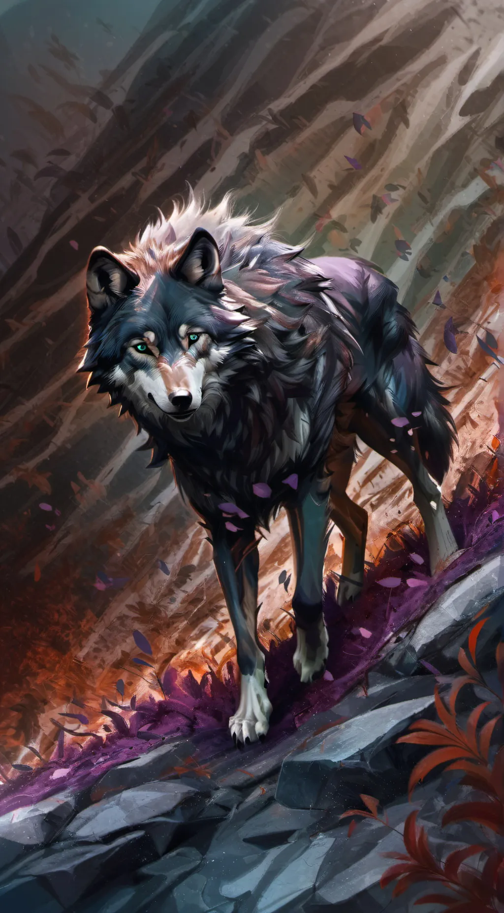 ai character: lonely wolf background