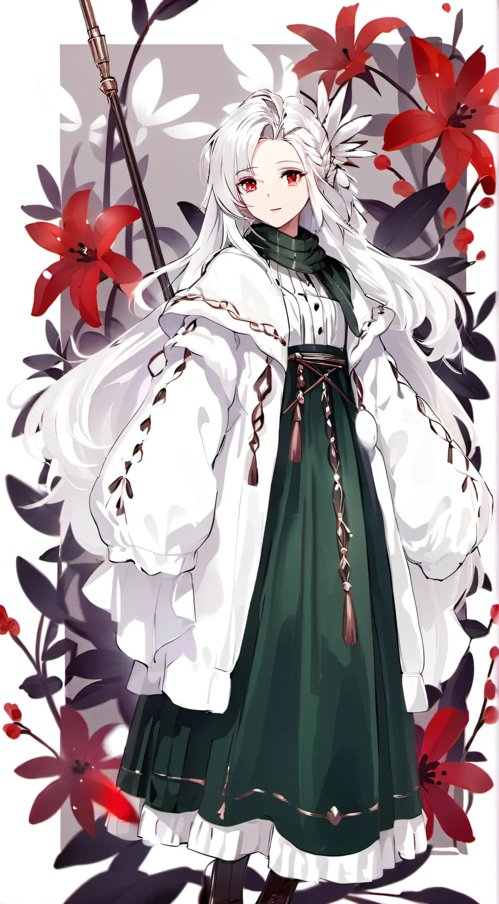 ai character: White Lily Cookie background