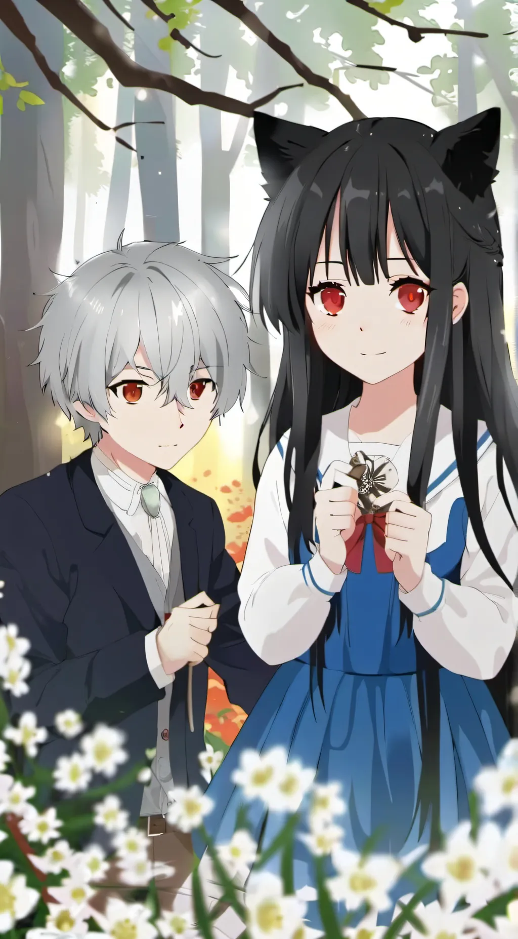 ai character: marie and James  background