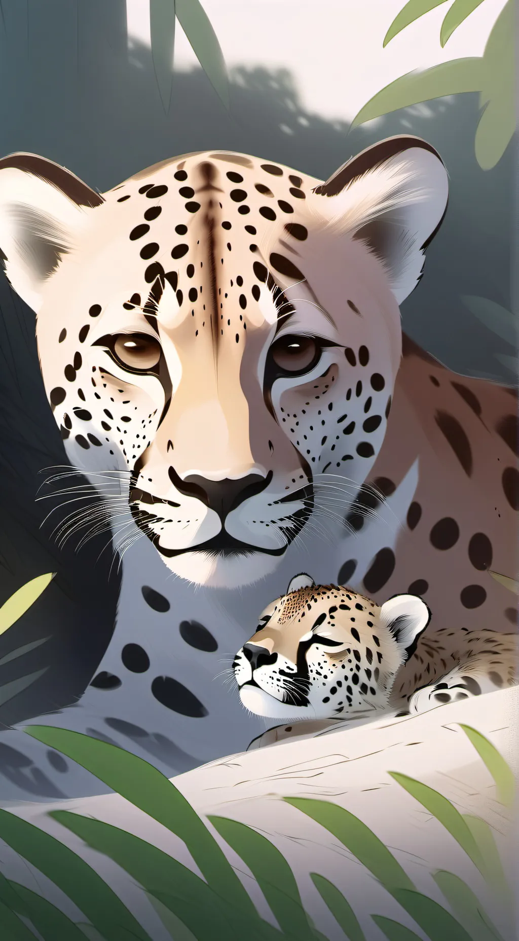 ai character: newborn cheetah background
