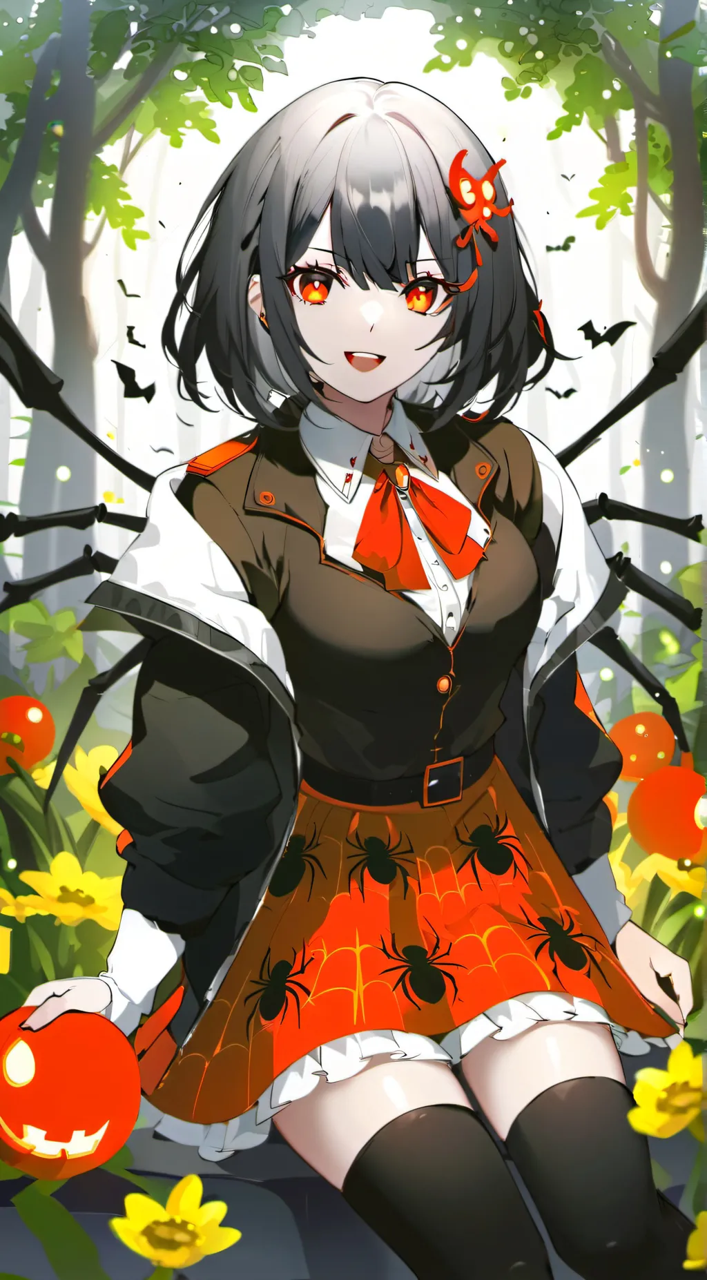 ai character: human spidella  background