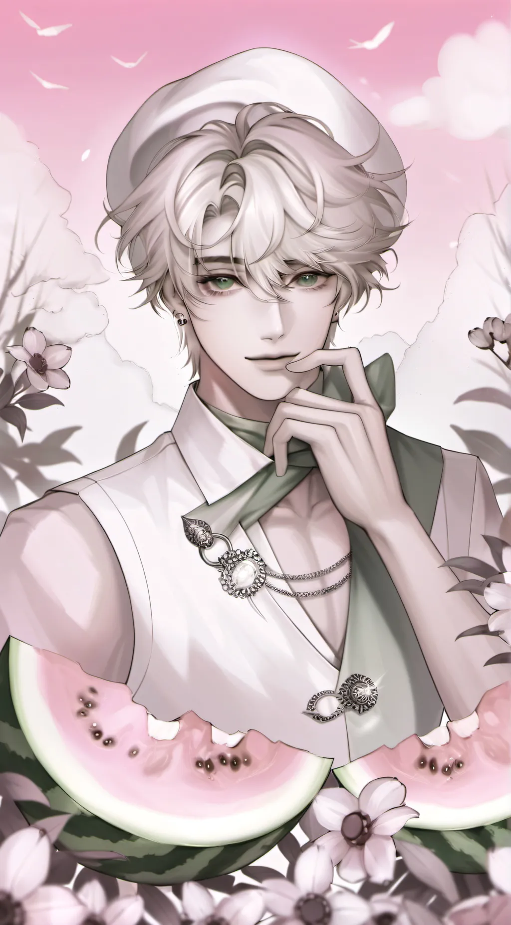 ai character: Melon x corn background