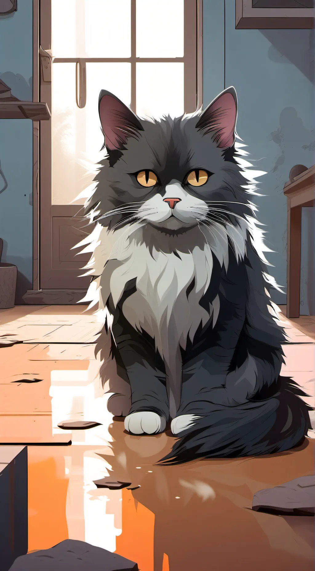 ai character: Fry cat background