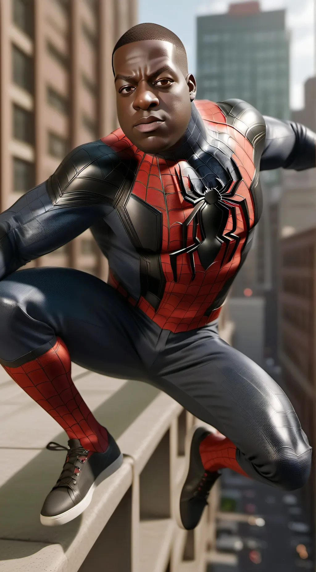 ai character: SpiHoodMan background