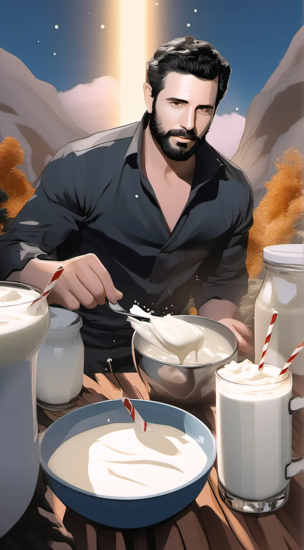 ai character: MILK GOD CASTRO  background