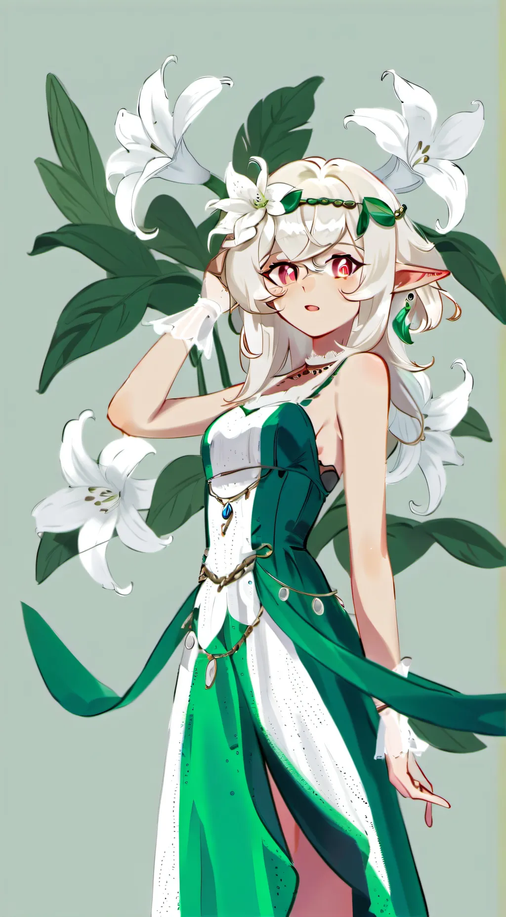 ai character: White Lily Cookie background