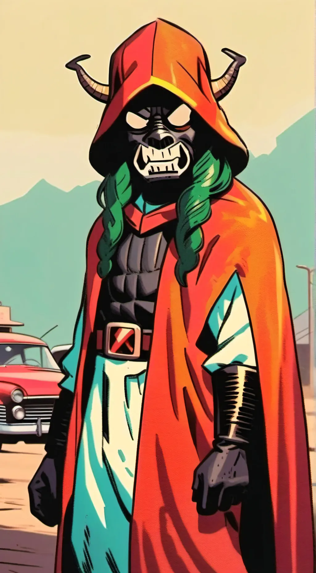 ai character: Green background