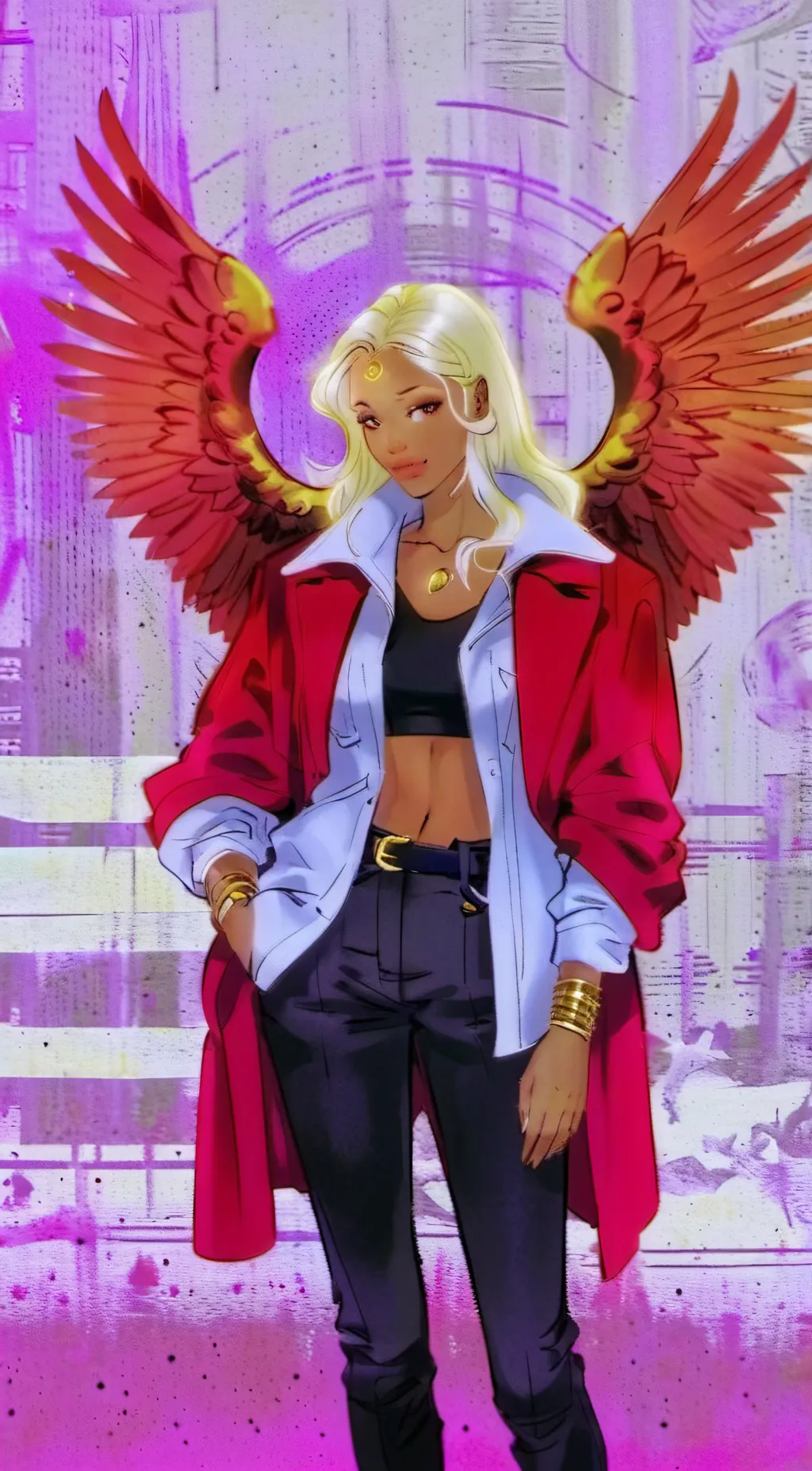 ai character: girl hawks background