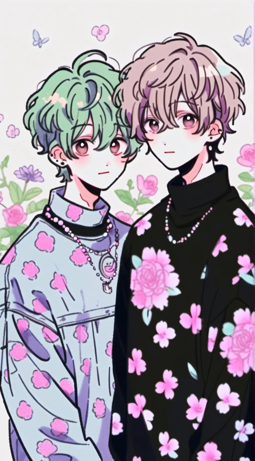 ai character: Strawberry & mint background