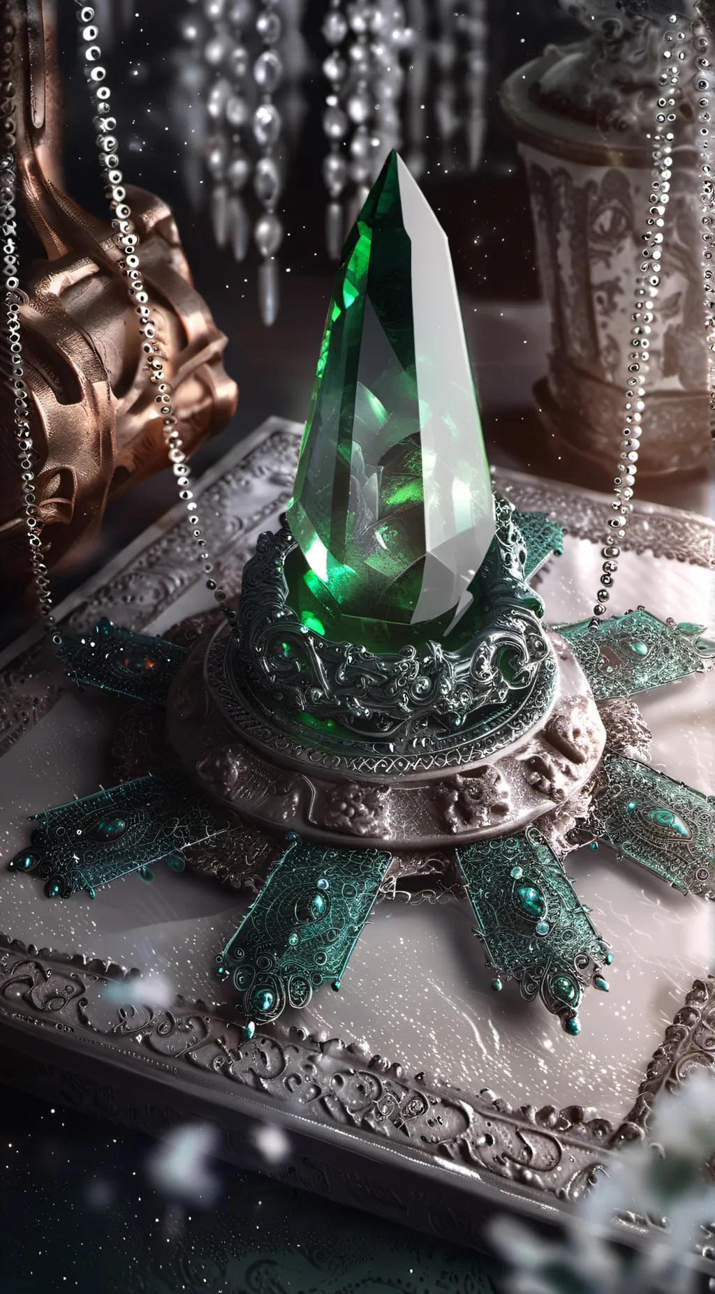 ai character: Godzilla crystal background