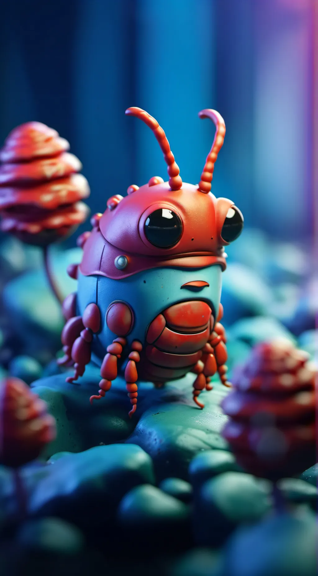 ai character: red larva  background