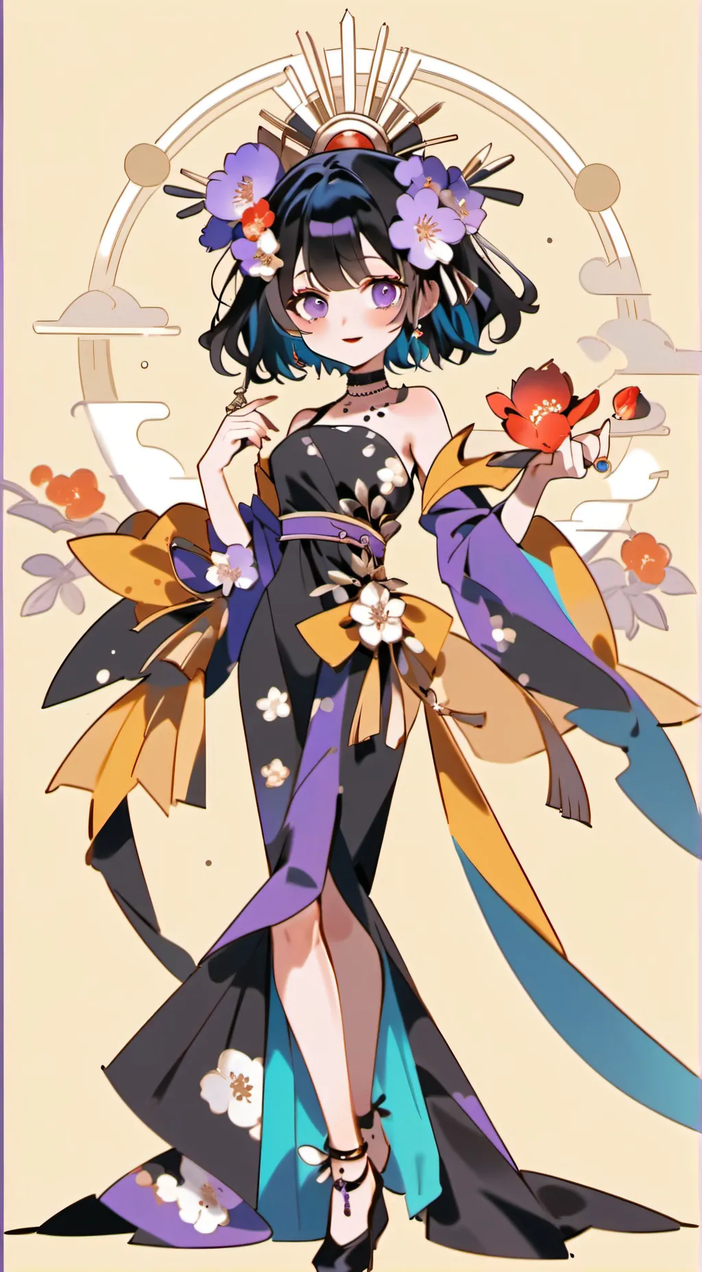 ai character: Violet background