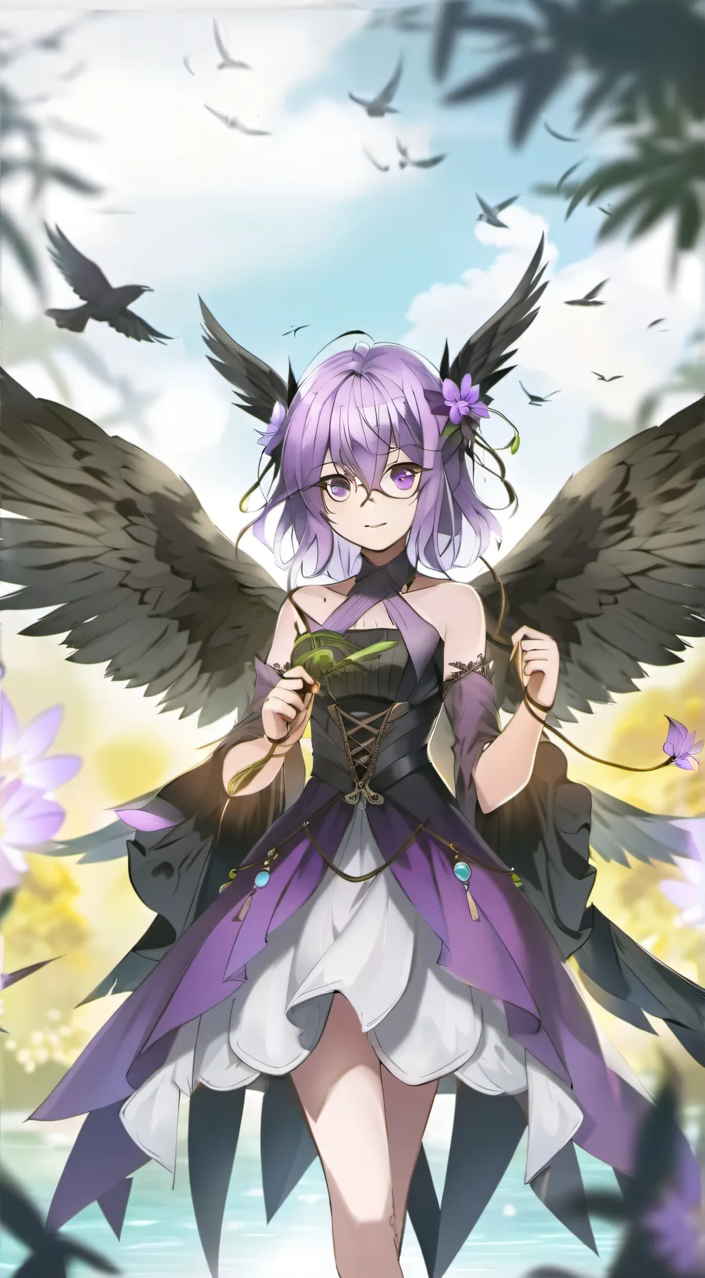 ai character: Violet background