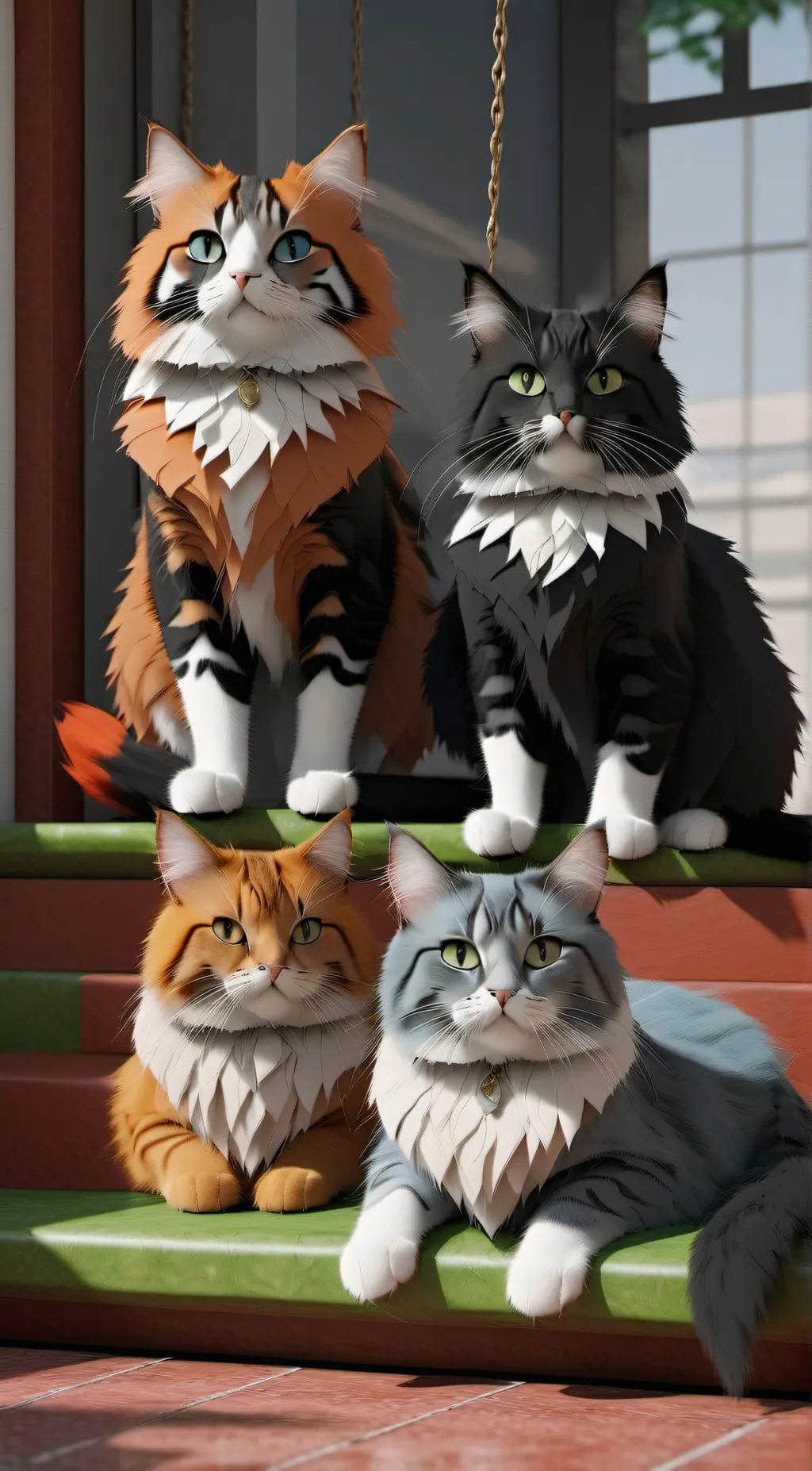 ai character: cat group background
