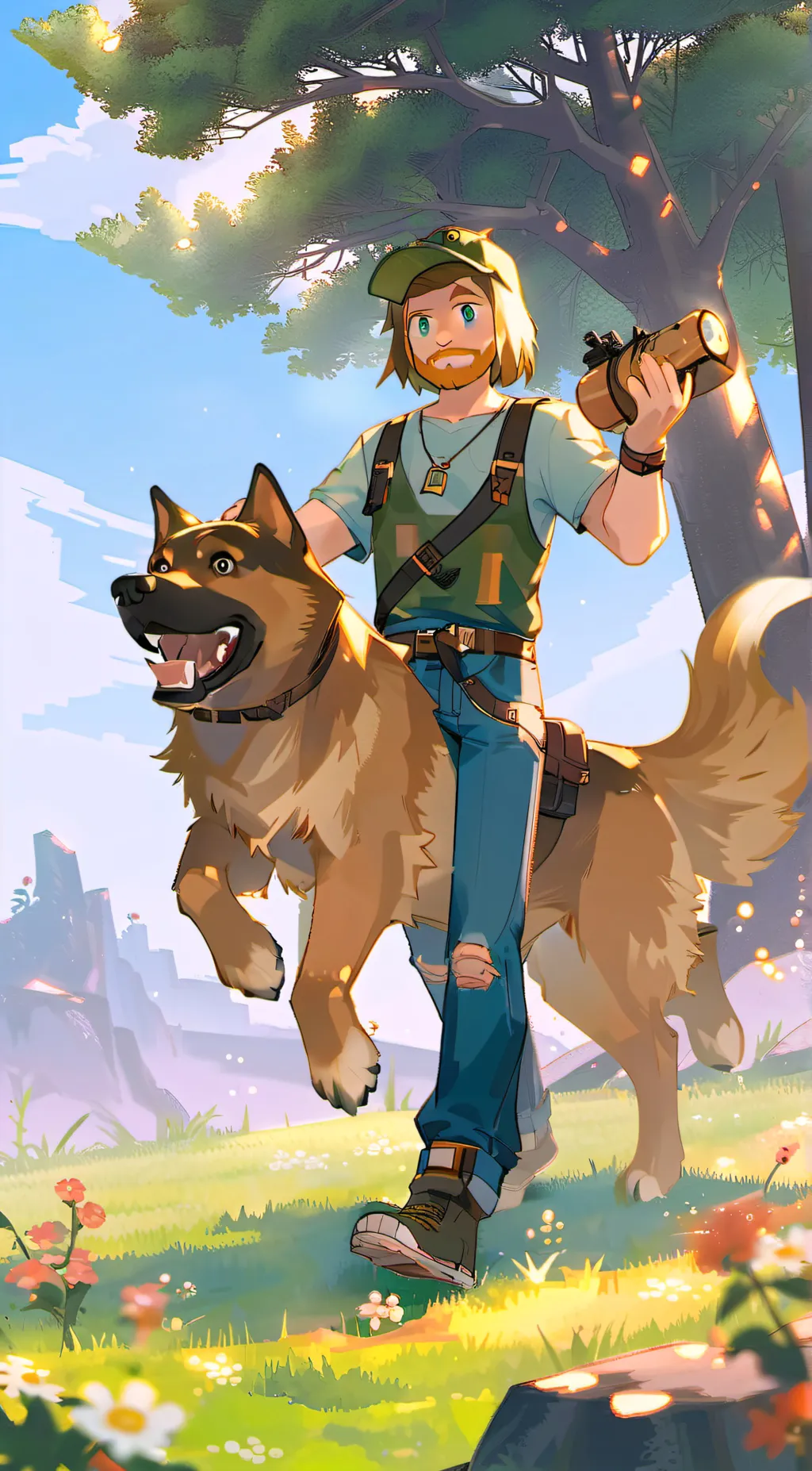 ai character: Steve and his wolf background
