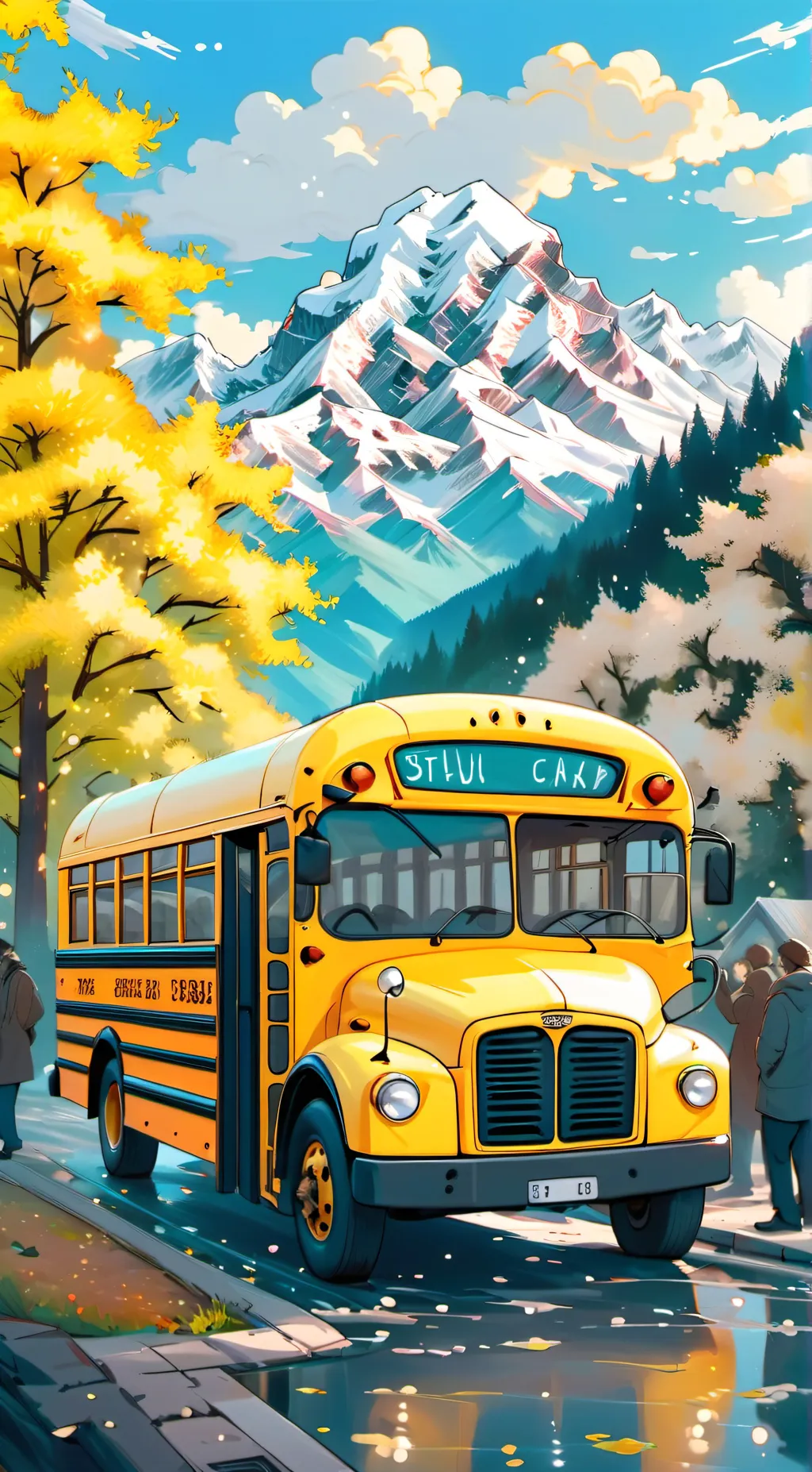 ai character: School bus background