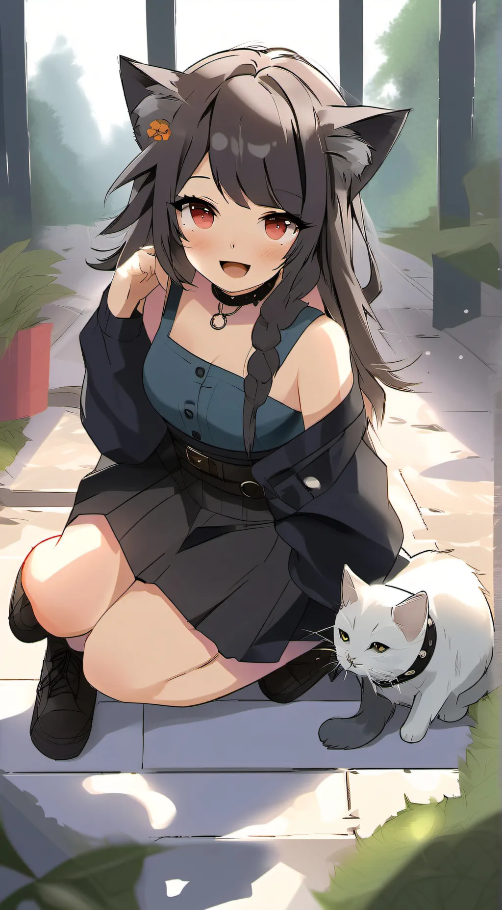ai character: slave girl cat pet background
