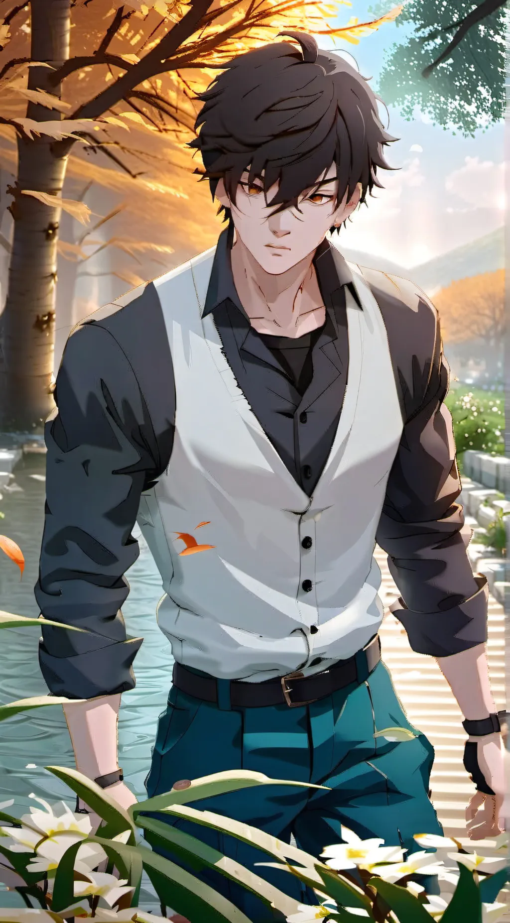 ai character: 🖤~ Leon background