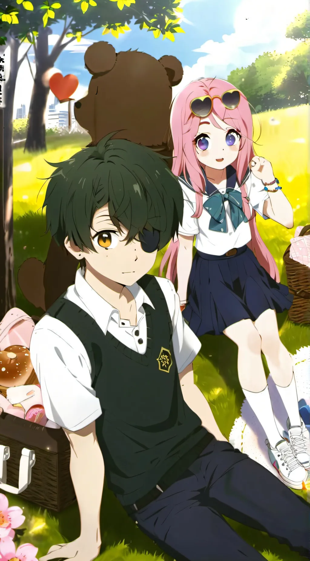 ai character: Green❤Pink background