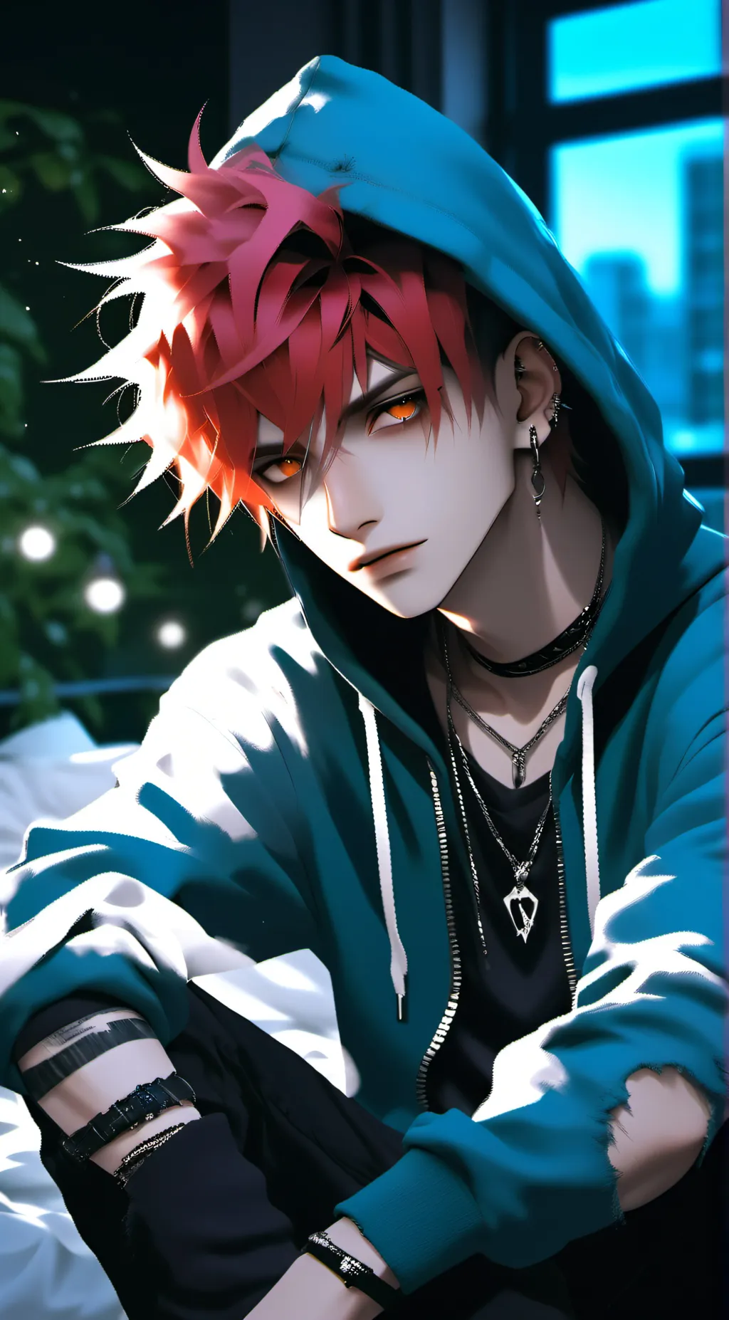 ai character: Neon background